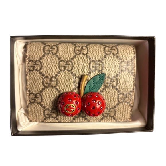 AUTHENTIC Gucci GG Supreme Cherry Card Case Wallet - FULL SET - Pristine! - Picture 2 of 13